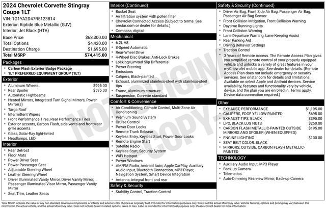 2024 Chevrolet Corvette Stingray 1LT