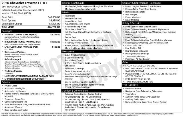 2026 Chevrolet Traverse LT 1LT