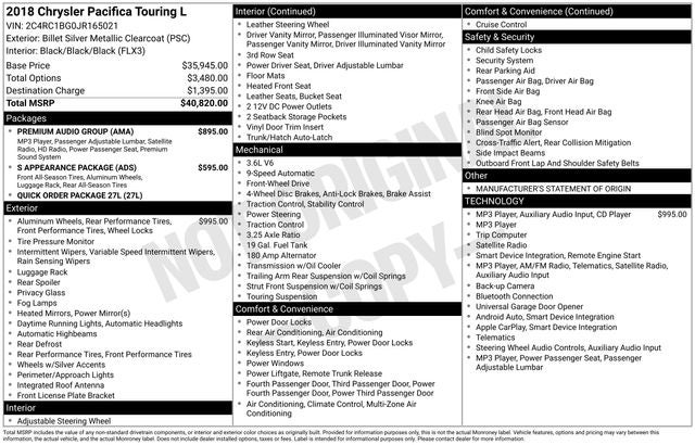 2018 Chrysler Pacifica Touring L
