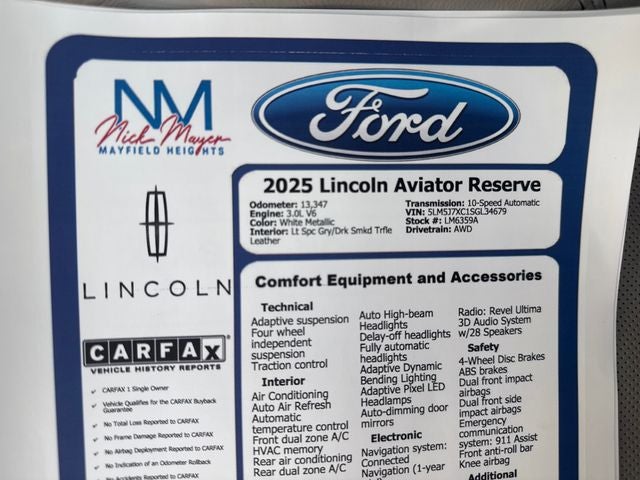 2025 Lincoln Aviator Reserve Premium