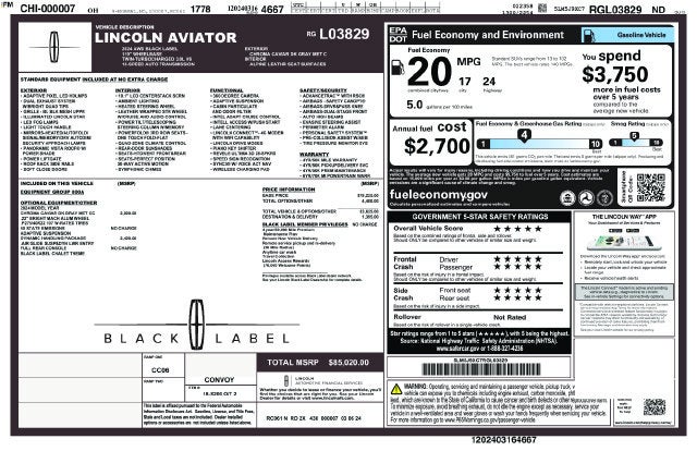 2024 Lincoln Aviator Black Label Premium
