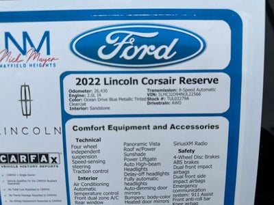 2022 Lincoln Corsair Reserve