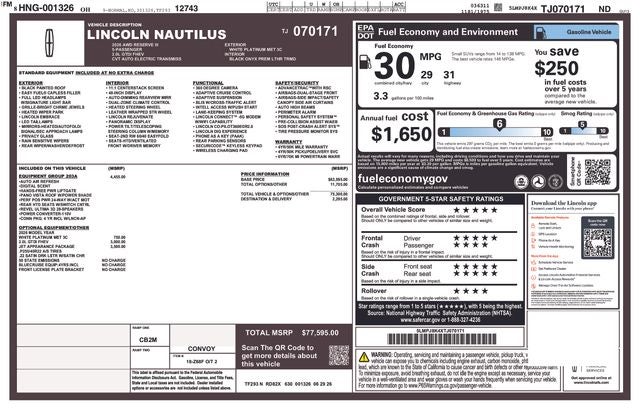 2026 Lincoln Nautilus Reserve IN-TRANSIT