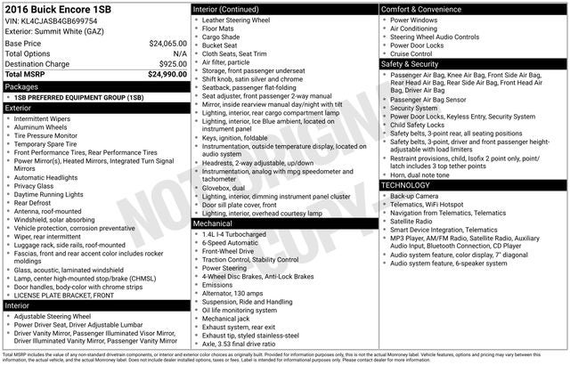 2016 Buick Encore Base