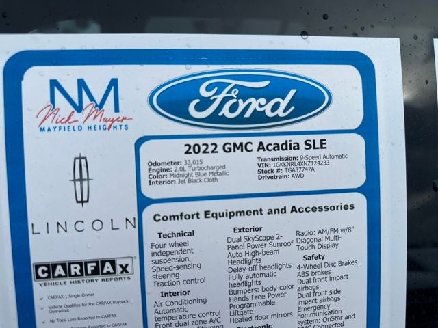 2022 GMC Acadia SLE