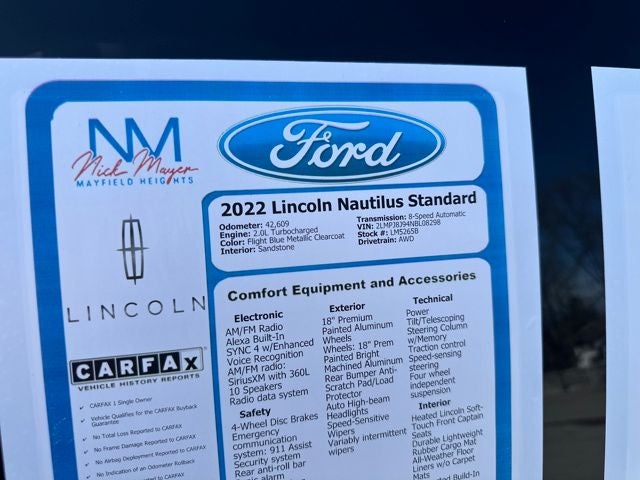 2022 Lincoln Nautilus Standard