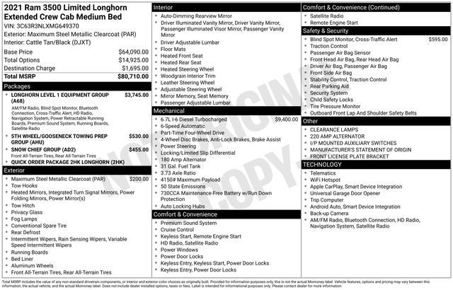 2021 RAM 3500 Laramie Longhorn
