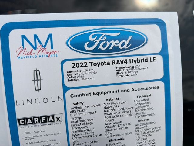 2022 Toyota RAV4 Hybrid LE
