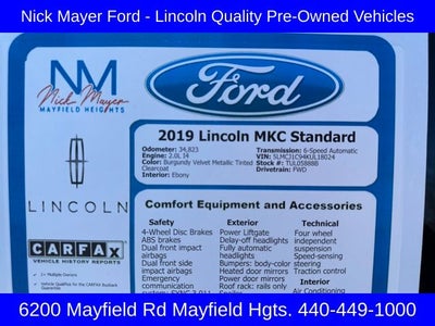 2019 Lincoln MKC Standard