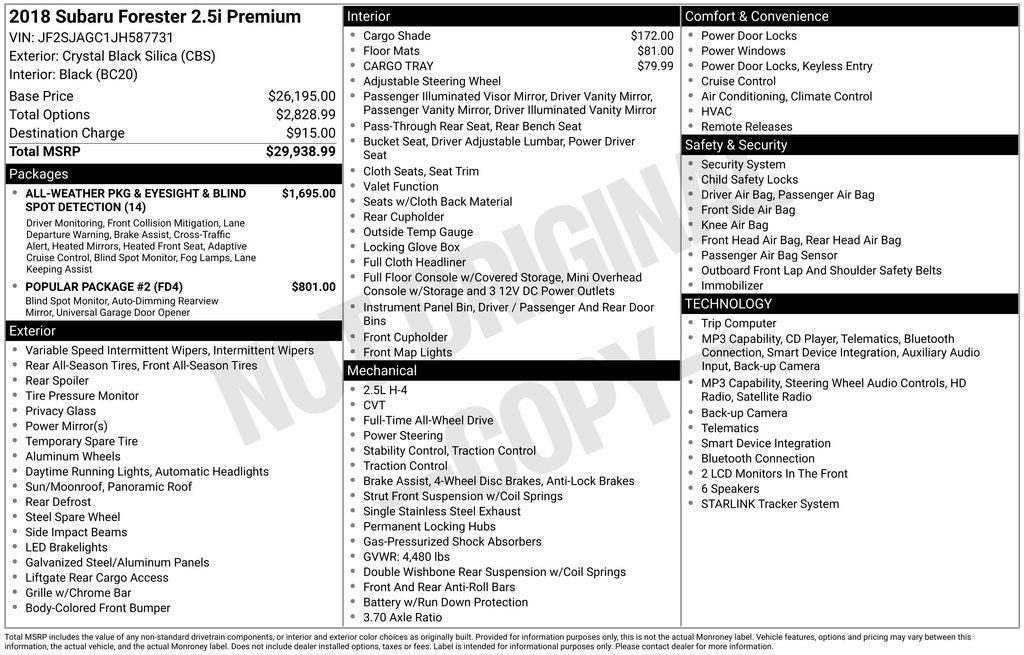 2018 Subaru Forester 2.5i Premium