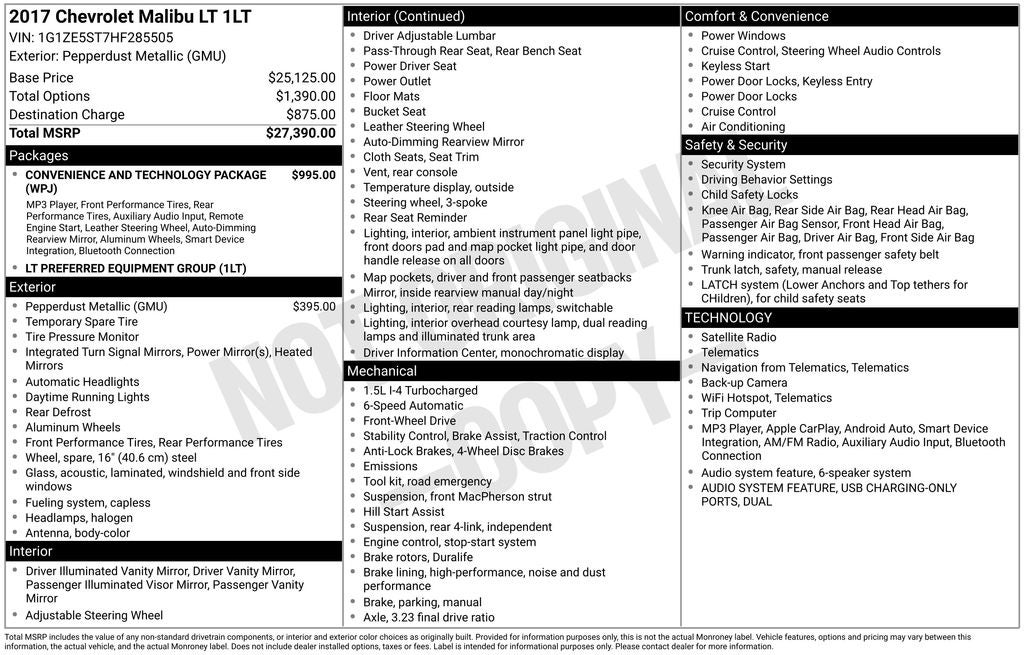 2017 Chevrolet Malibu LT 1LT