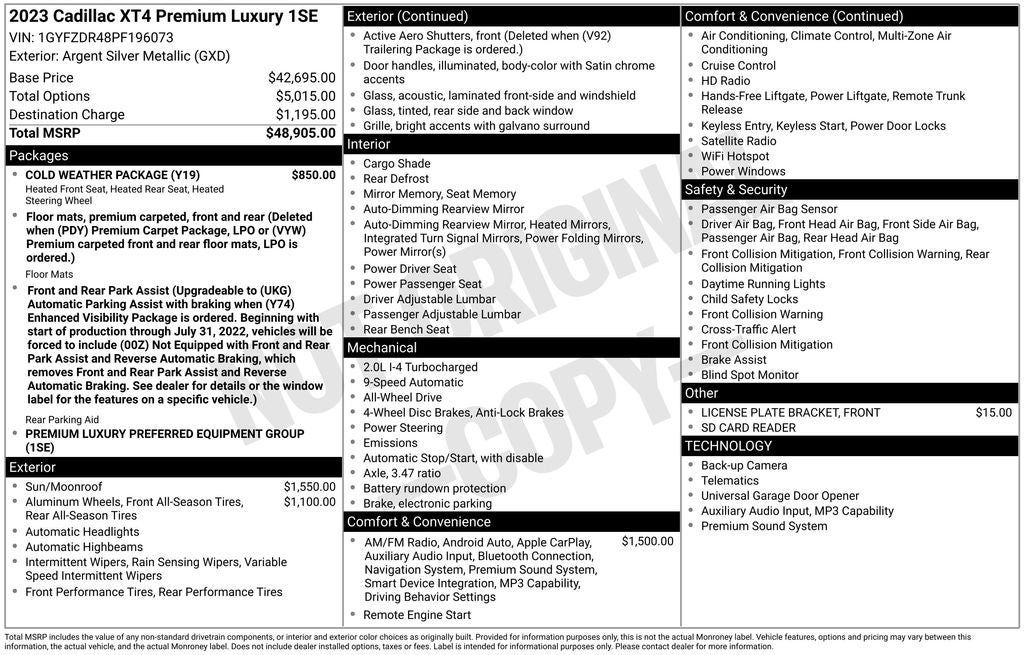 2023 Cadillac XT4 Premium Luxury