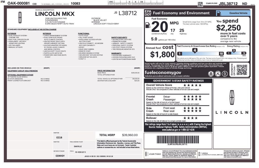 2018 Lincoln MKX Premiere