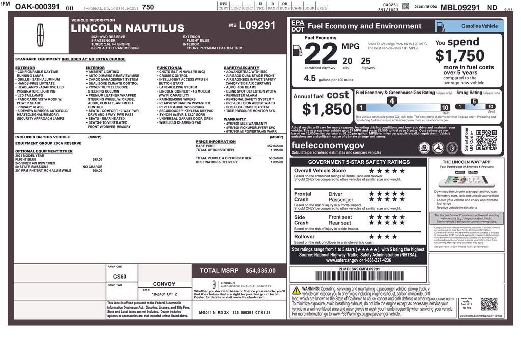 2021 Lincoln Nautilus Reserve