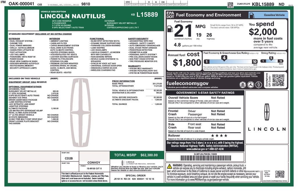 2019 Lincoln Nautilus Reserve