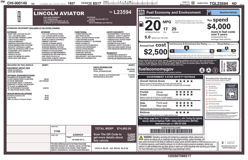 2026 Lincoln Aviator Reserve Premium