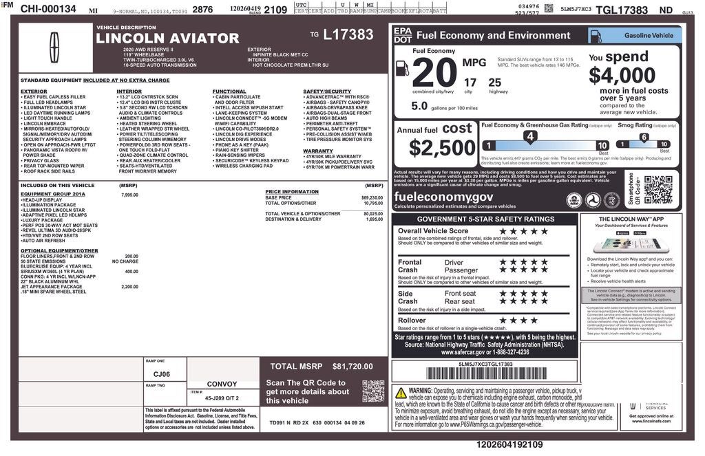 2026 Lincoln Aviator Reserve