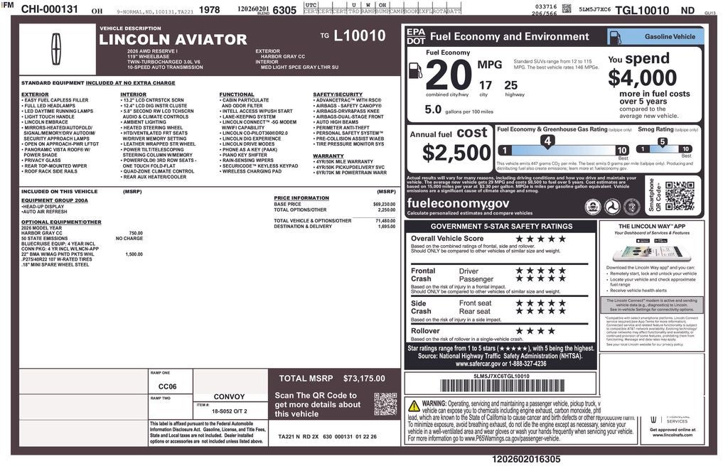 2026 Lincoln Aviator Reserve