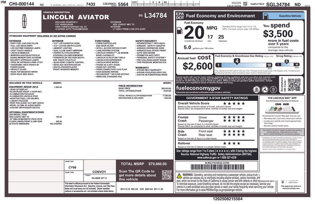 2025 Lincoln Aviator Reserve