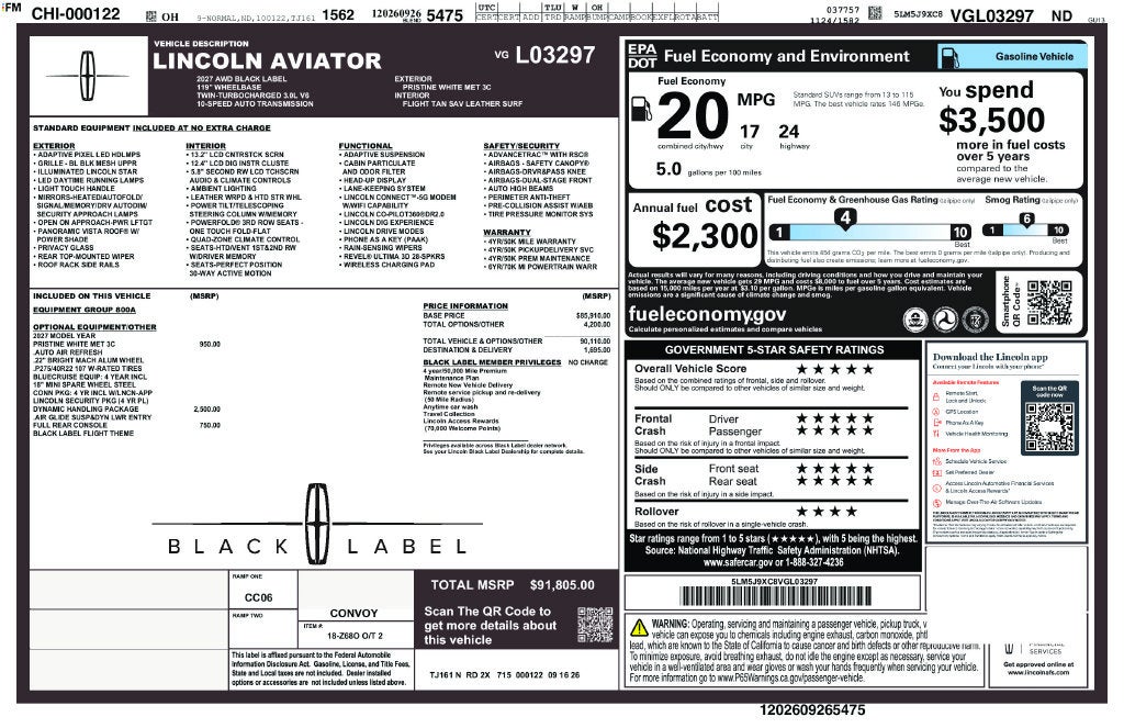 2027 Lincoln Aviator Black Label Premium