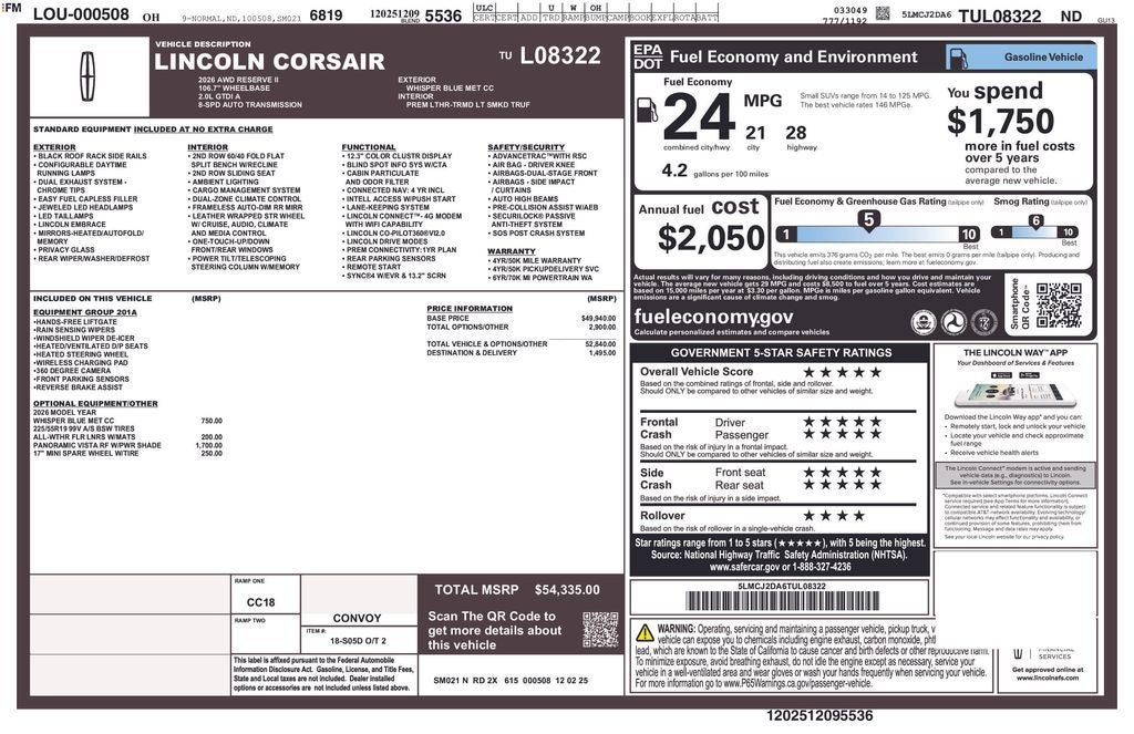 2026 Lincoln Corsair Reserve