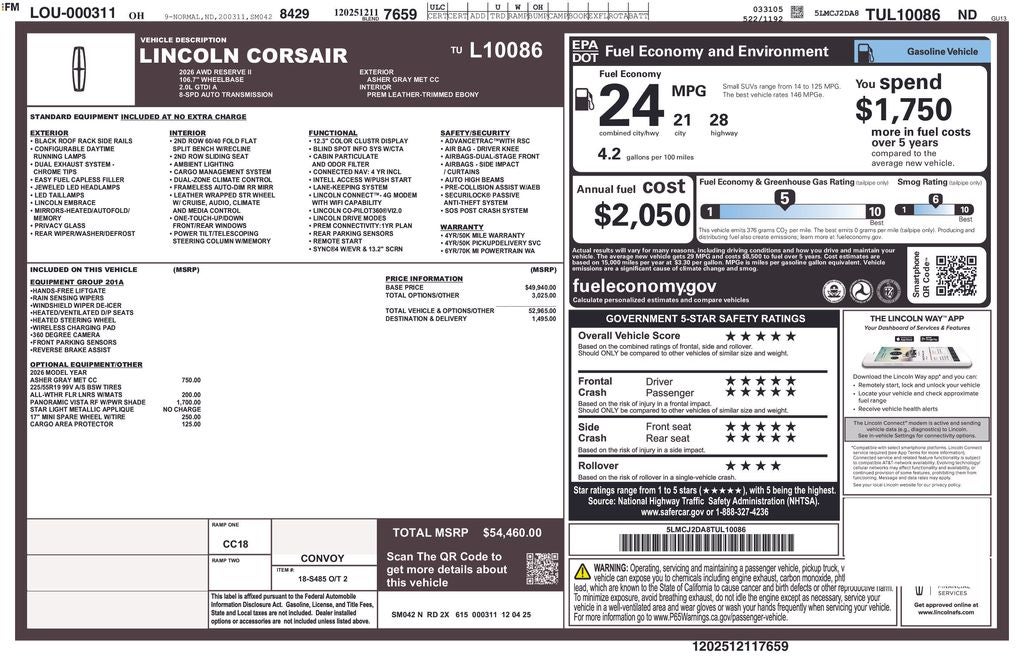 2026 Lincoln Corsair Reserve