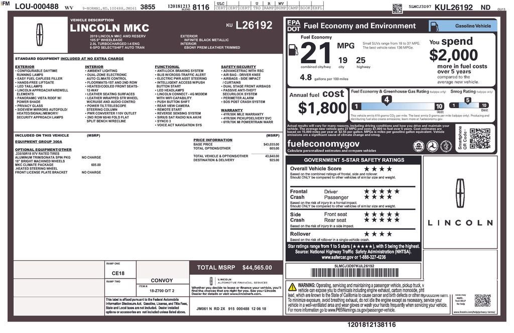 2019 Lincoln MKC Reserve
