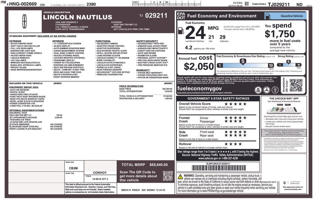 2026 Lincoln Nautilus Reserve