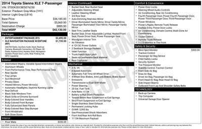 2014 Toyota Sienna XLE 7 Passenger