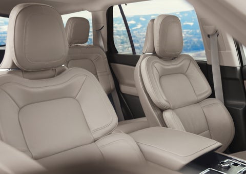 The interior of a 2024 Lincoln Aviator® SUV in the Sandstone interior color | Nick Mayer Lincoln Westlake in Westlake OH