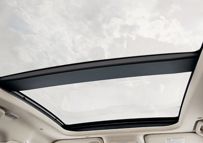 The available panoramic Vista Roof® is shown from inside a 2024 Lincoln Corsair® SUV. | Nick Mayer Lincoln Westlake in Westlake OH