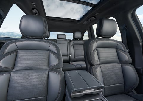 The spacious second row and available panoramic Vista Roof® is shown. | Nick Mayer Lincoln Westlake in Westlake OH