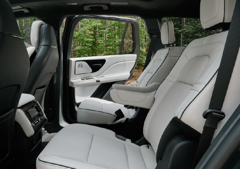 A side view of the second row with captain’s chairs in a 2027 Lincoln Aviator® Black Label™ SUV. | Nick Mayer Lincoln Westlake in Westlake OH