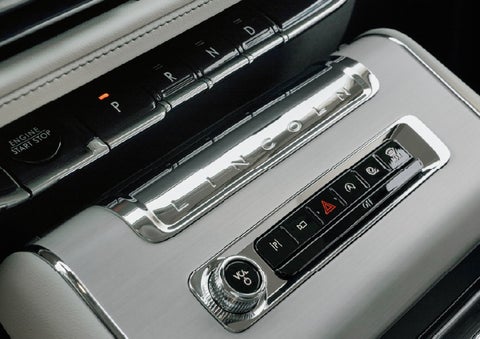 The piano key gear selector of a 2027 Lincoln Aviator® Back Label™ SUV. | Nick Mayer Lincoln Westlake in Westlake OH