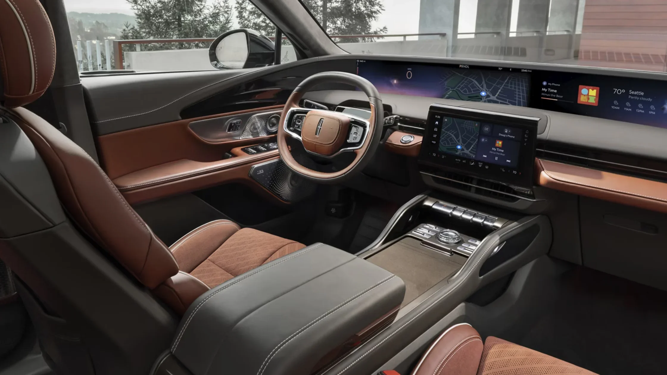 Interior cabin of 2025 Black Label Nautilus showcasing two-tone leather, digital cluster, and center touchscreen.