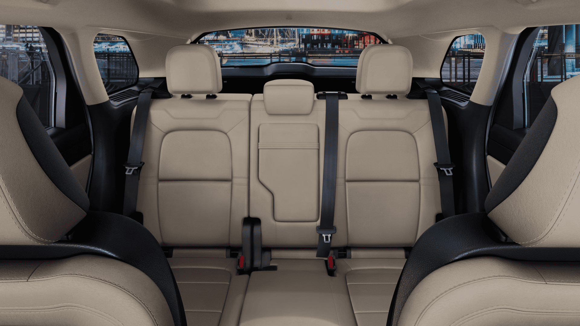 2025 Lincoln Corsair® Reserve rear seat interior with premium beige leather upholstery and spacious cabin design.